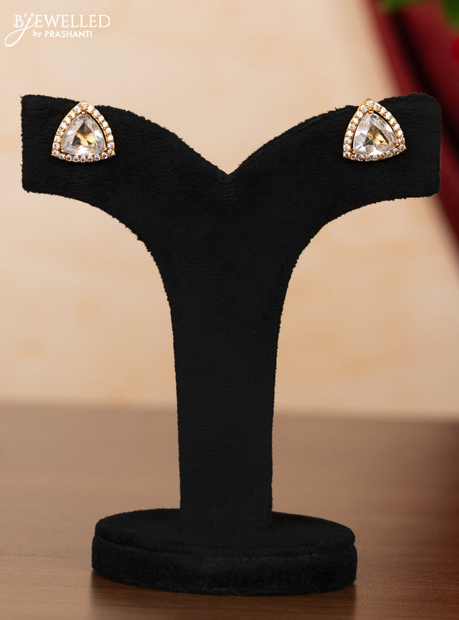 Pearl necklace geometric design with cz stones