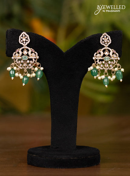 Beaded mint green necklace with double peacock pendant in victorian finish