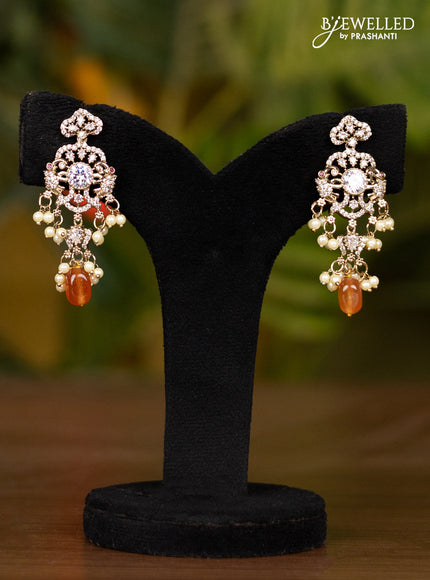 Beaded orange necklace with elephant pendant in victorian finish
