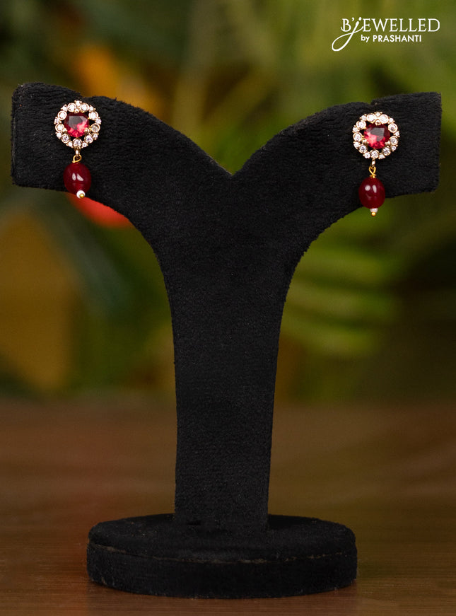 Beaded maroon necklace with double peacock pendant in victorian finish