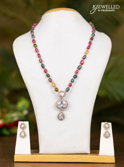 Beaded multicolor necklace with pendant in victorian finish