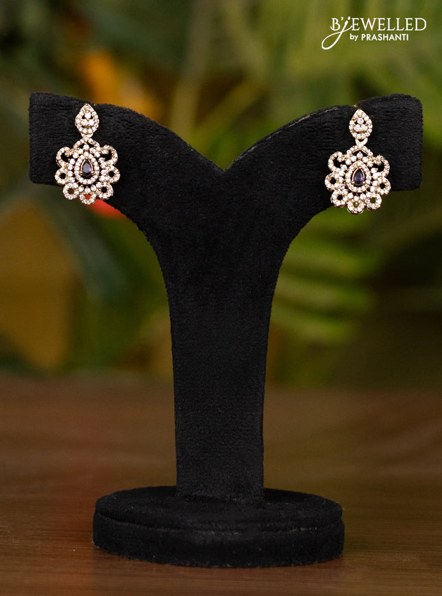 Beaded voilet necklace with floral pendnat in victorian finish
