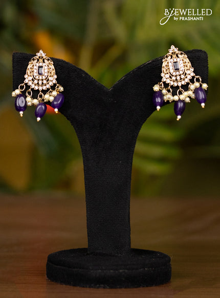 Beaded voilet necklace with double peacock pendnat in victorian finish