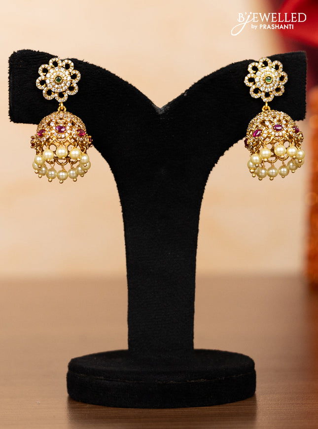 Pearl double layer haaram with kemp and cz stones