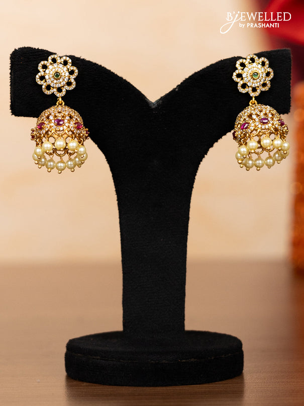 Pearl double layer haaram with kemp and cz stones