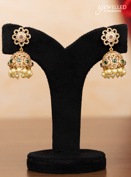 Pearl double layer haaram with kemp and cz stones