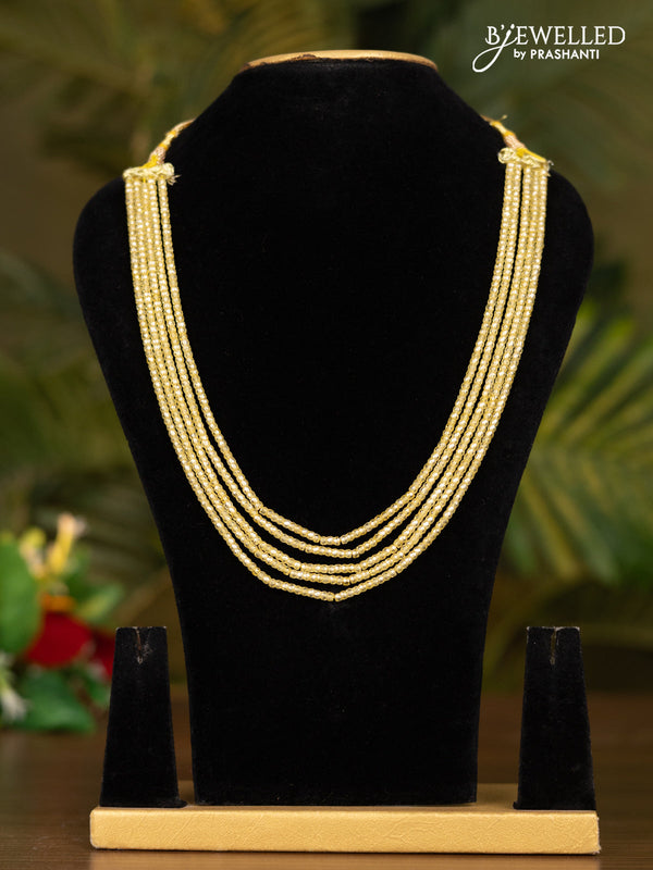 Beaded yellow multilayer crystal necklace