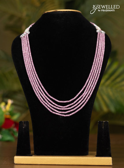 Beaded pink multilayer crystal necklace