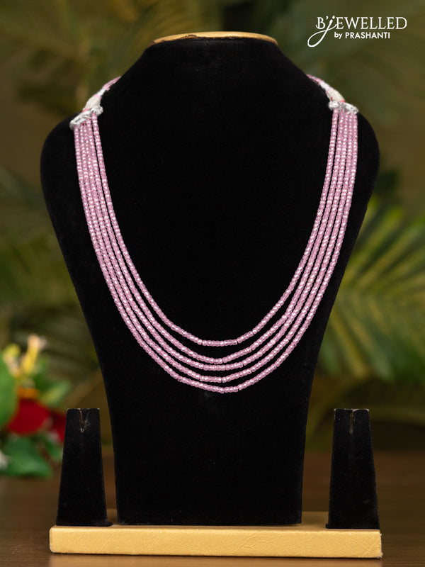 Beaded pink multilayer crystal necklace