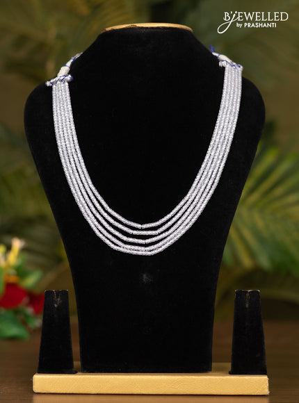 Beaded light grey multilayer crystal necklace
