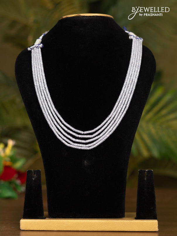 Beaded light grey multilayer crystal necklace