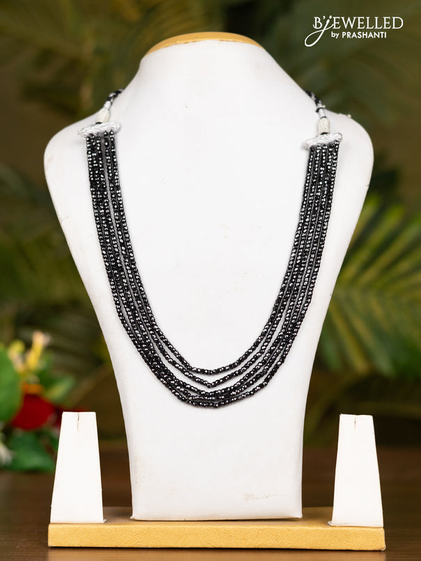 Beaded black multilayer crystal necklace