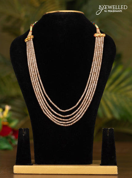 Beaded peach multilayer crystal necklace