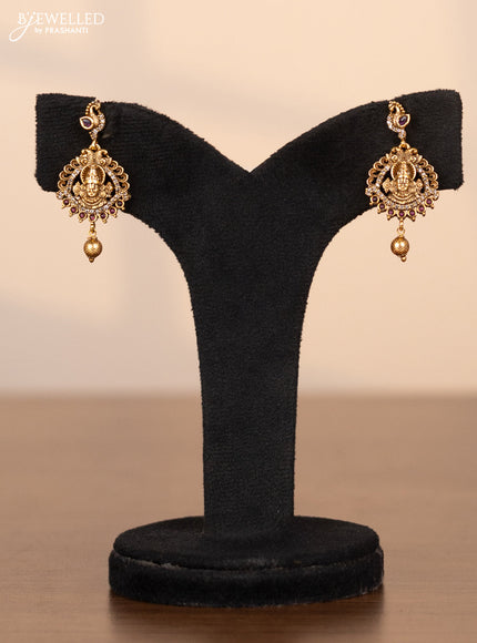Pearl choker with balaji pendant in cz and kemp stones