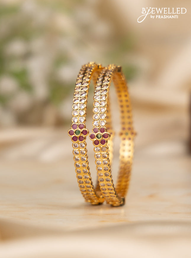 Antique impon bangles with kemp and cz stones in gold finish