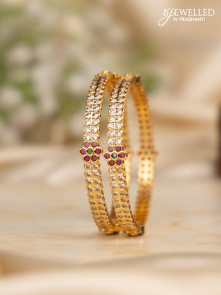Antique impon bangles with kemp and cz stones in gold finish