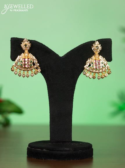 Attigai impon necklace with venkatachalapathy face pendant in kemp and white stones