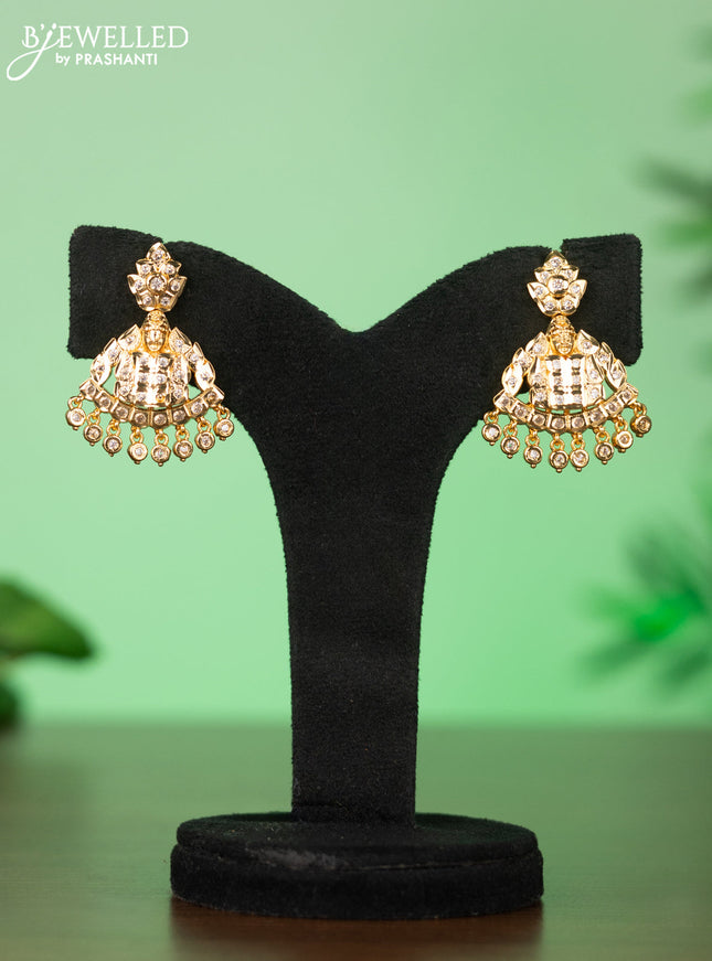 Attigai impon necklace with venkatachalapathy face pendant in white stones
