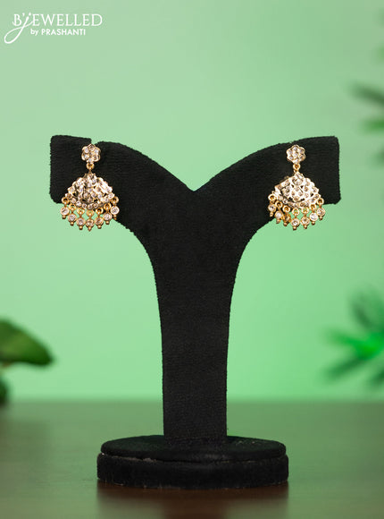 Attigai combo set with cz stones and hangings in gold finish