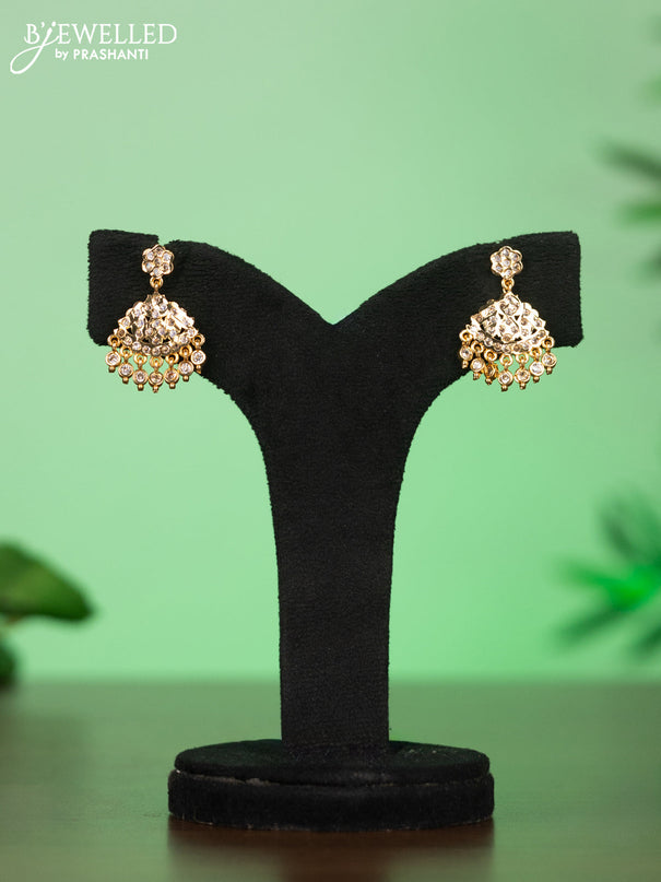 Attigai combo set with cz stones and hangings in gold finish