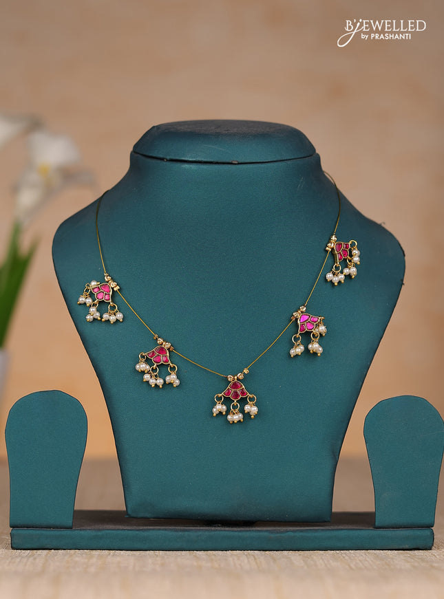 Invisble chain with jadau kundan stones