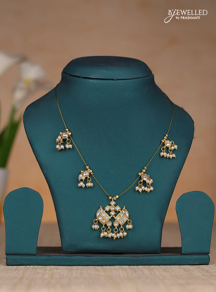 Invisble chain with white kundan stones