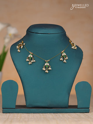 Invisble chain with leaf pendant in jadau kundan stones
