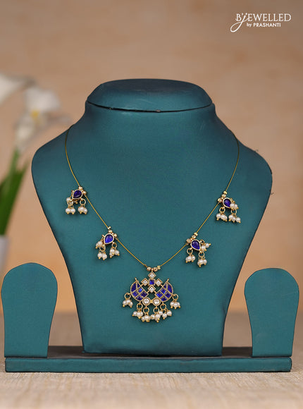 Invisble chain with blue jadau kundan stones