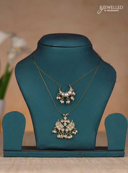 Invisible chain two layers with white kundan stones