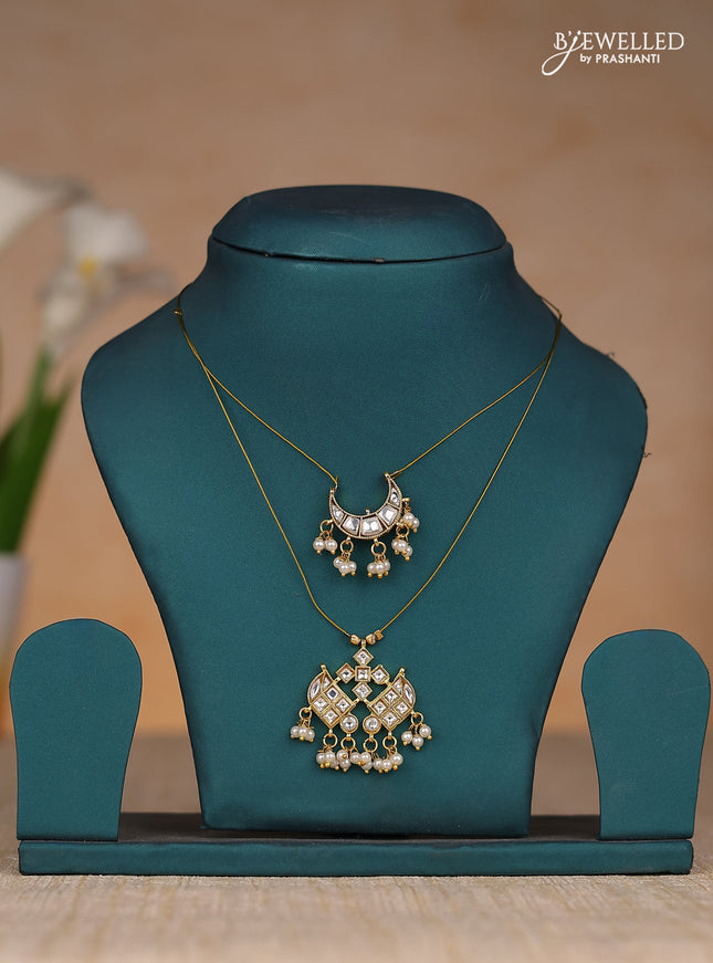 Invisible chain two layers with white kundan stones