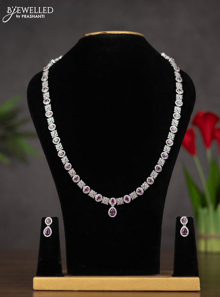 Zircon haaram in oval design with pink stones