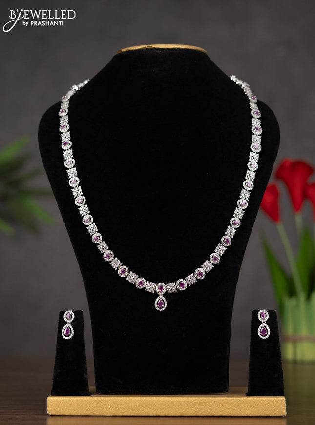 Zircon haaram in oval design with pink stones