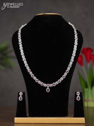 Zircon haaram in oval design with pink stones