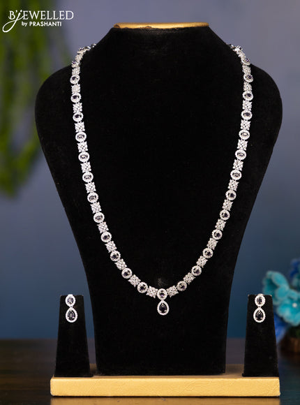 Zircon haaram in oval design with purple stones