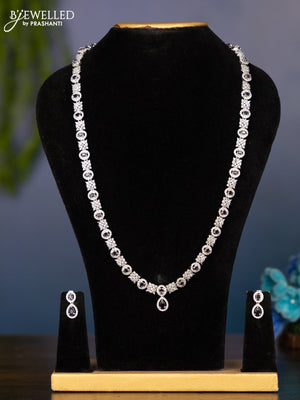 Zircon haaram in oval design with purple stones