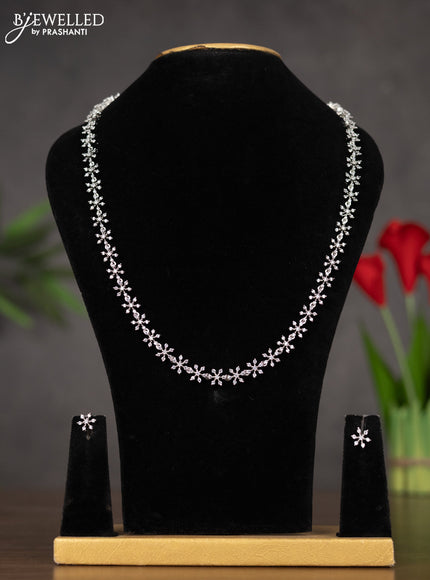 Zircon haaram floral deisgn in white stones