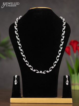 Zircon haaram leaf design in white stones