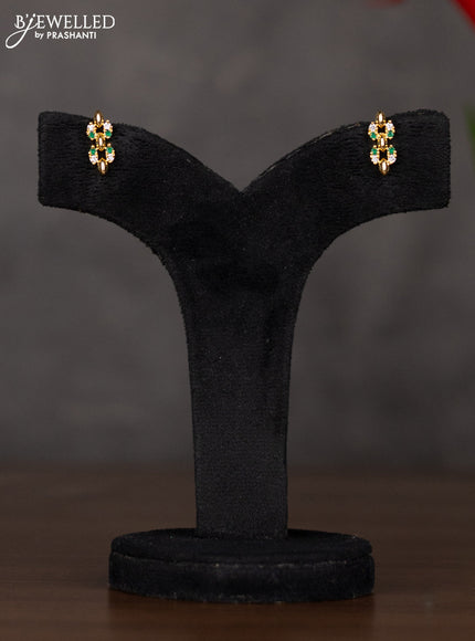 Zircon haaram with green and white stones in gold finish