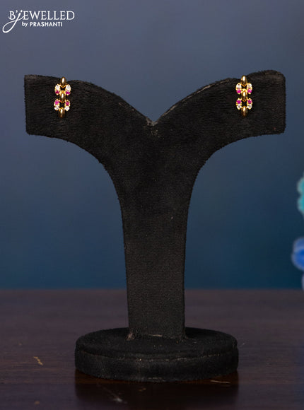 Zircon haaram with red and white stones in gold finish