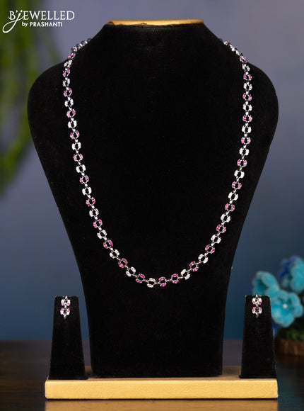 Zircon haaram with white & pink stones