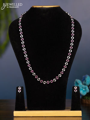 Zircon haaram with white & pink stones