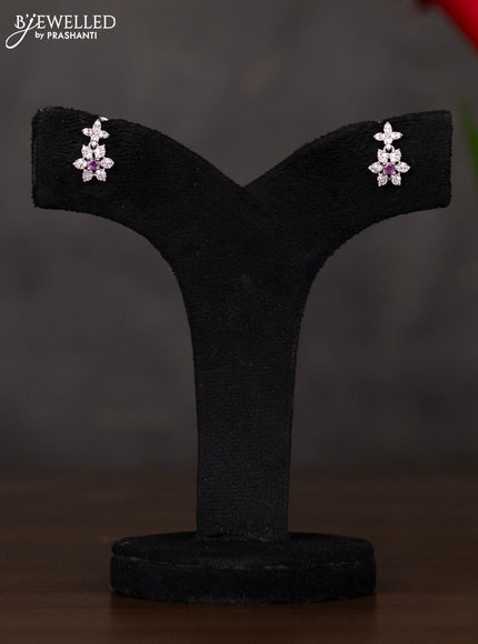 Zircon haaram with floral design white and pink stones