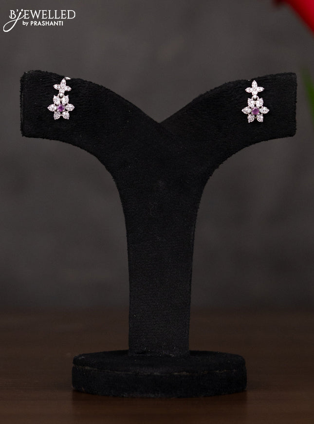 Zircon haaram with floral design white and pink stones