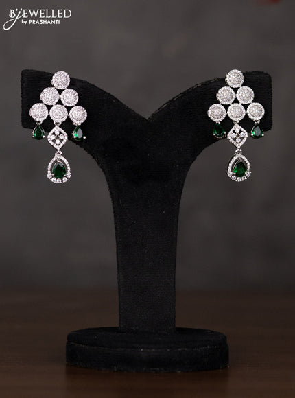 Zircon haaram two layer with green stones and circle deisgn