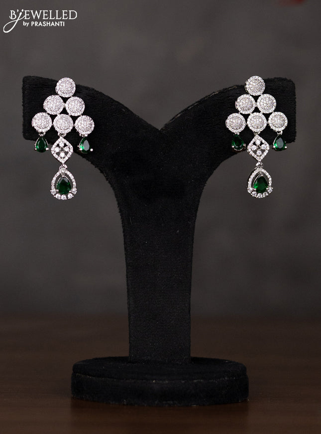 Zircon haaram two layer with green stones and circle deisgn