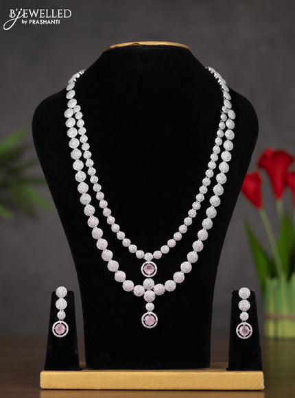 Zircon haaram two layer with pastel pink stones and circle deisgn