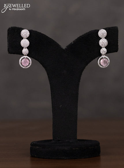 Zircon haaram two layer with pastel pink stones and circle deisgn