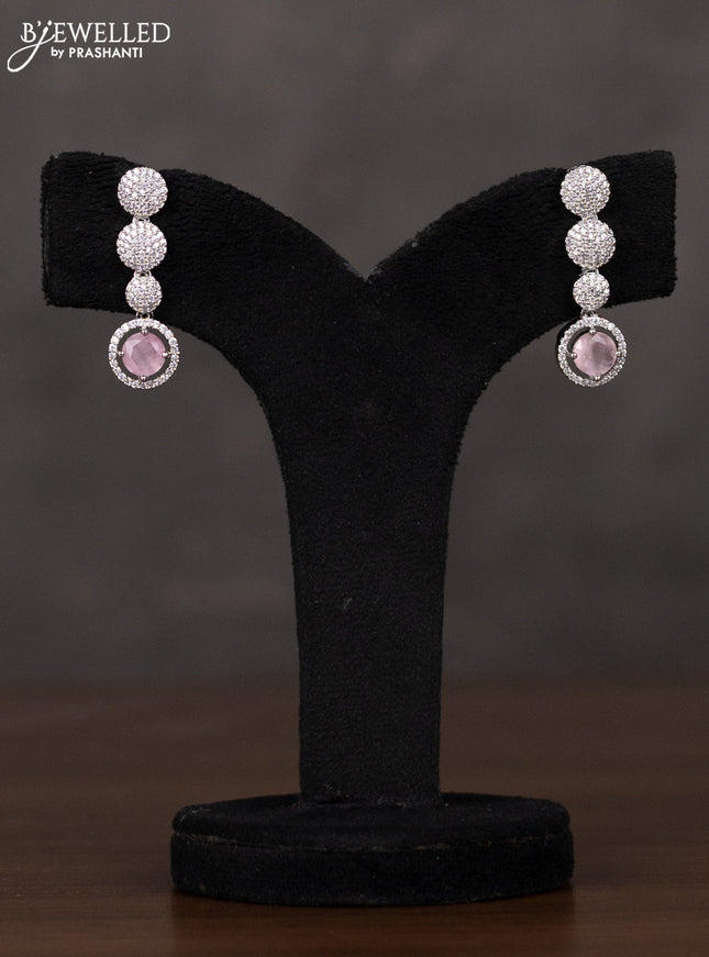 Zircon haaram two layer with pastel pink stones and circle deisgn