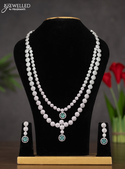 Zircon haaram two layer with pastel blue stones and circle deisgn