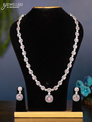 Zircon haaram with pastel pink stones